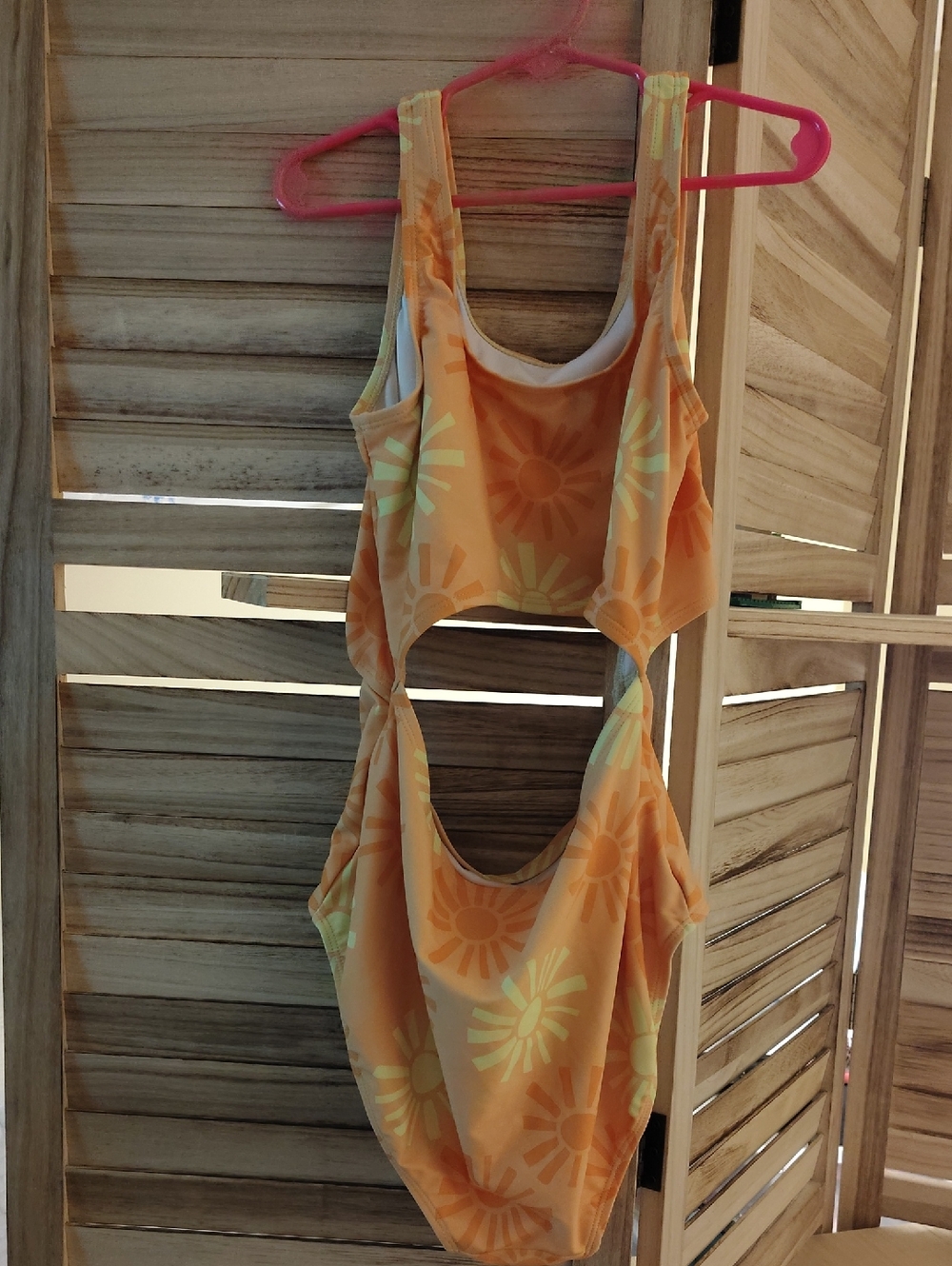 Orange Sunburst Cutout One-Piece Swimsuit